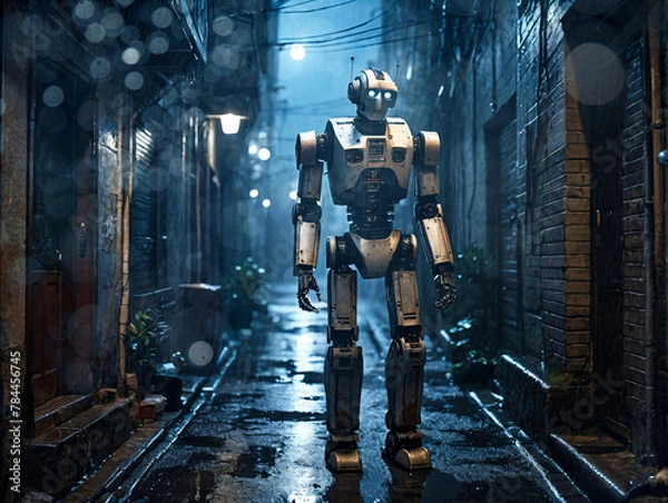 Fototapeta Roboter in einer Gasse
