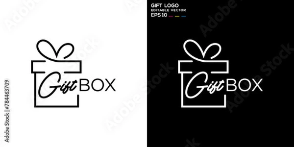 Fototapeta Vector template of gift logo, affection, birthday, romantic, special, valentine, EPS 10