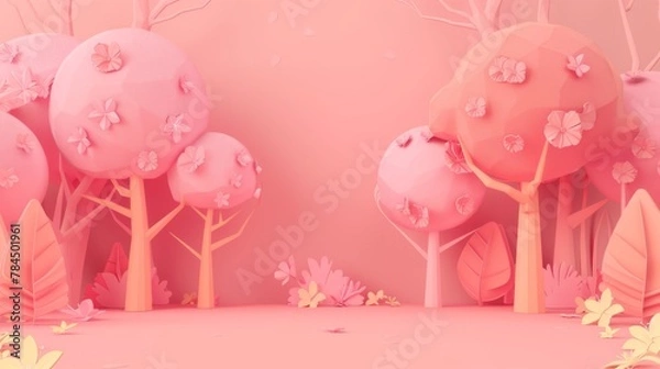 Fototapeta 3D landscape C4D cartoon cute style background material