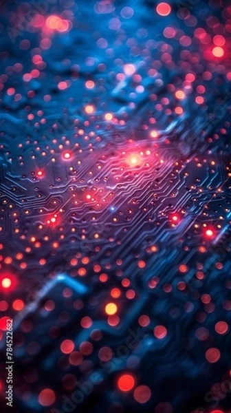 Fototapeta Quantum computing startup, coding the future, digital revolution, neon lit workspaces 