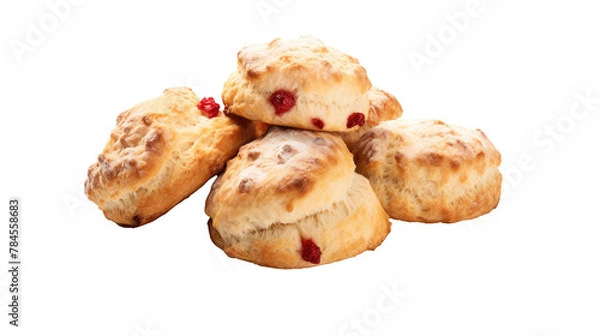 Fototapeta Scone on white isolated on clear png background and transparent background. Bakery and pastry concept for cafe and restaurent, AI generative.	