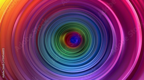 Fototapeta Seamless rainbow gradients create a 3D circle that dazzles with a light display.