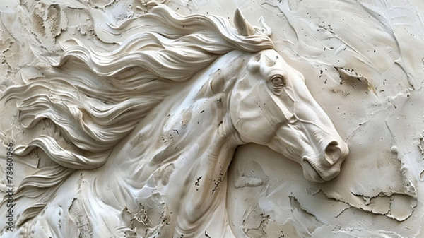 Obraz White horse sculpture texture.