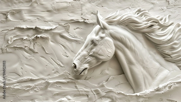 Obraz White horse sculpture texture.