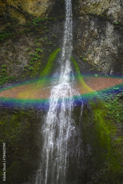 Obraz waterfall with rainbow in the forest