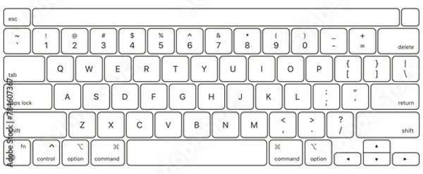 Obraz Laptop, pc, computer keyboard mockup. Vector EPS 10