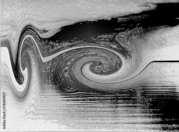 Fototapeta horizontal image. abstract storm vortex in gray colour blends with spiral patterns