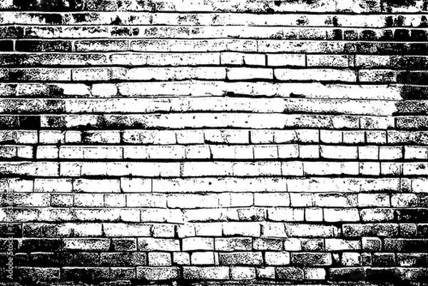 Fototapeta Cracked and Peeling Brick Wall: Aged Urban Background