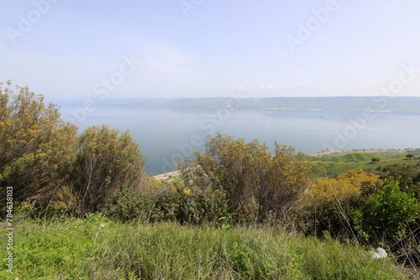 Fototapeta Lake Kinneret. The lake's coastline is the lowest landmass on Earth