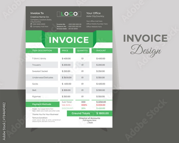 Obraz Creative INVOICE DESIGN Template, Vector Design Template.