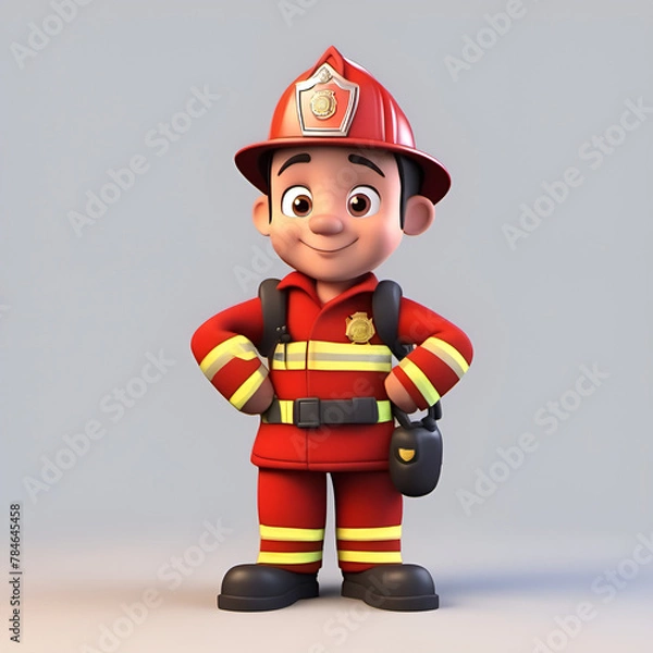 Obraz 3d cartoon fireman