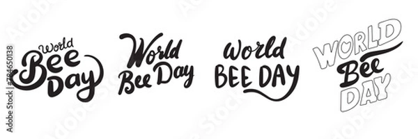 Obraz World Bee Day text. Hand drawn vector art.