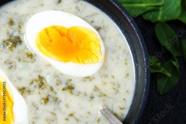 Fototapeta Sorrel Soup With Egg