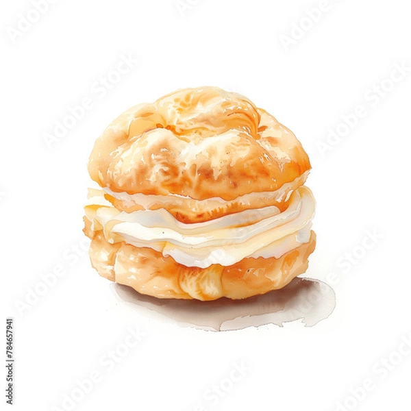 Fototapeta クリームたっぷりのシュークリームのイラスト