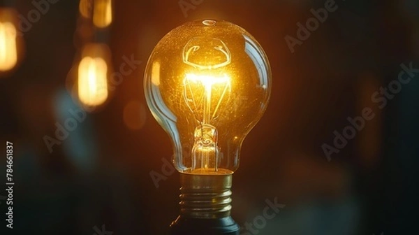 Fototapeta Light bulb shining good idea background wallpaper concept