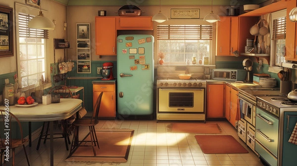 Obraz Retro Charm: A Cozy 1980s Kitchen
