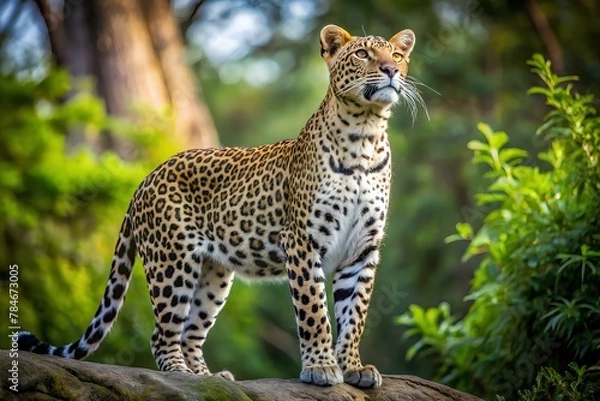 Obraz full body leopard looking up.
