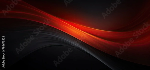 Fototapeta Abstract background with red and black curved lines on black background.