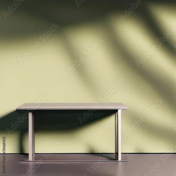 Obraz Empty table on khaki green texture wall background