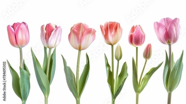 Fototapeta tulips on white background generative ai