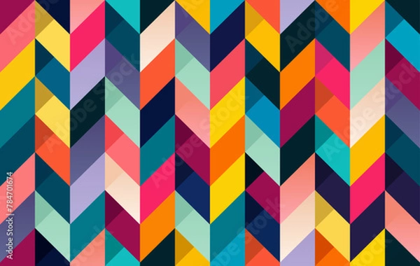 Fototapeta Abstract seamless pattern with colorful dynamic design. Vector geometric chevron background