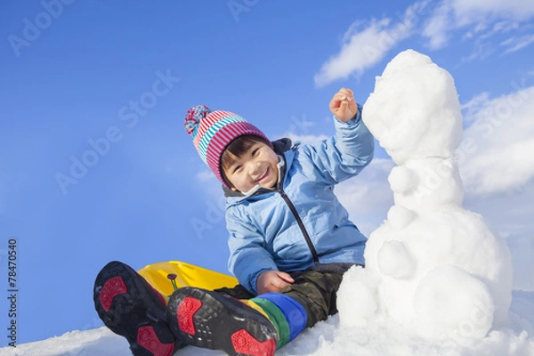 Obraz 雪遊びする子供