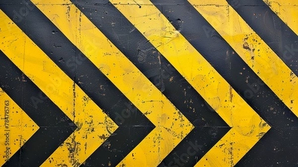 Obraz Yellow lines and chevrons on a black background in a simplicity and unique style. Yellow chevrons background for visual impact.