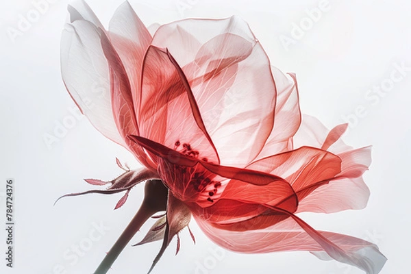 Obraz Transparent silhouette of a red rose on a white background