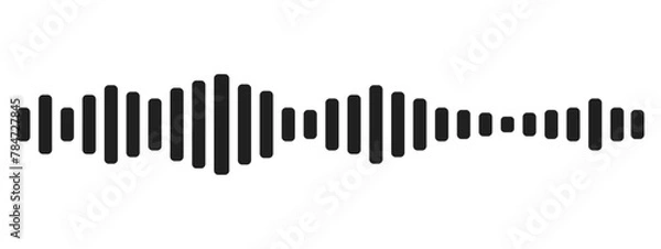Fototapeta Sound wave decibel audio record simple voice message icon isolated on white background. Podcast player, music track