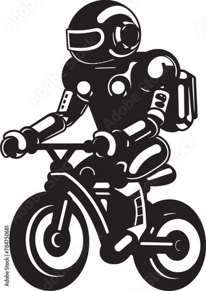 Fototapeta MechMotion Bicycle Vector Symbol CyberCycle Robot Riding Emblem