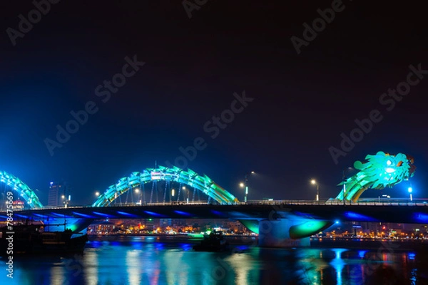 Obraz Turquoise Dragon bridge in Danang Vietnam