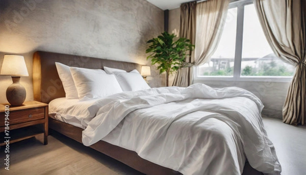 Obraz Comfort and quality for restful sleep, slept in bed.