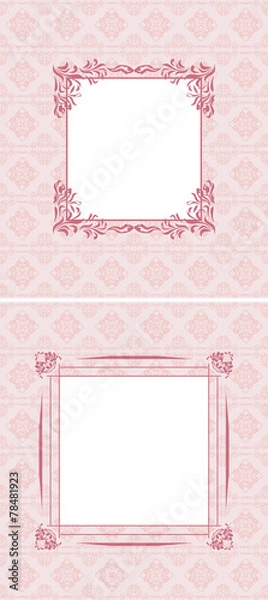 Fototapeta Ornamental pink seamless background with frame. Two patterns