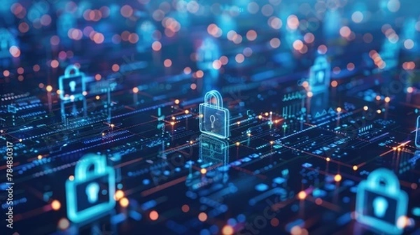 Fototapeta cybersecurity concept Global network security technology, business people protect personal information. Encryption with a padlock icon on the virtual interface.