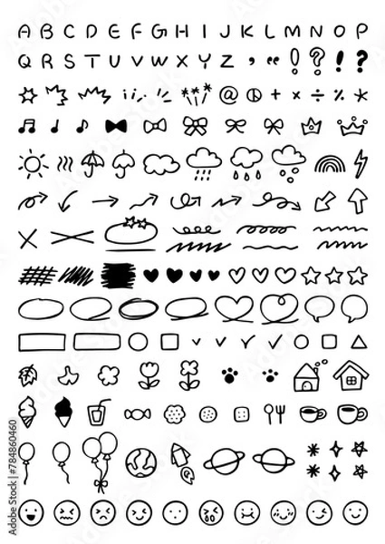 Obraz Various doodle and drawing line illustrations