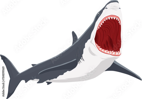 Obraz Shark with open mouth flat vector illustration