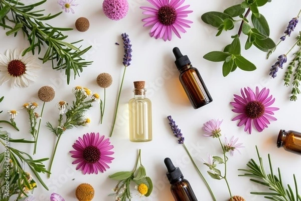 Fototapeta アロマオイルとハーブ