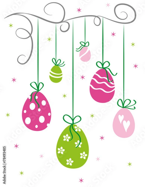 Obraz Hängende Osterkugeln, Vektor