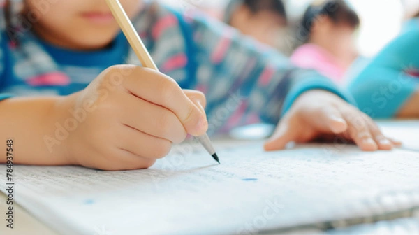 Obraz 学校で真剣に勉強する女の子 Girl studying seriously in school
