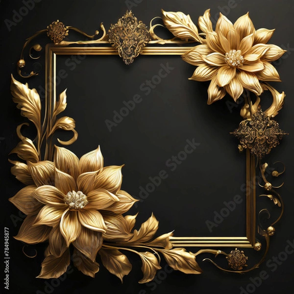 Obraz frame with ornament on black