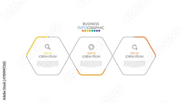 Obraz Minimal step infographics design vector and icons can be used for workflow layout, diagram, annual report. Vector infographics timeline design template with 3 options, parts, steps or processes.      