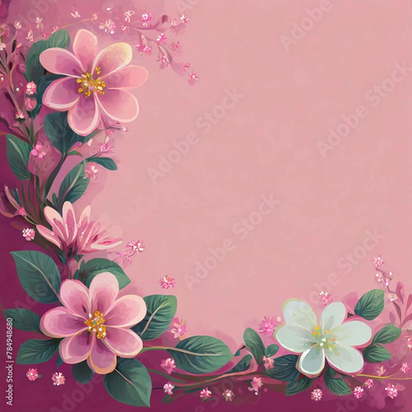 Obraz pink background with flowers