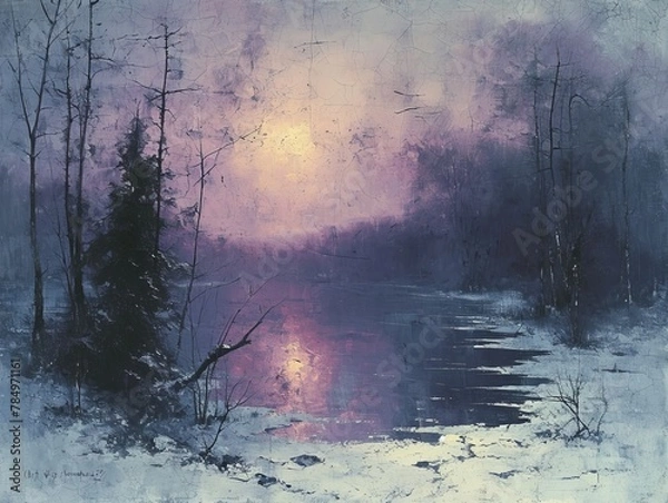 Fototapeta Twilight Serenity on the Frozen Lake