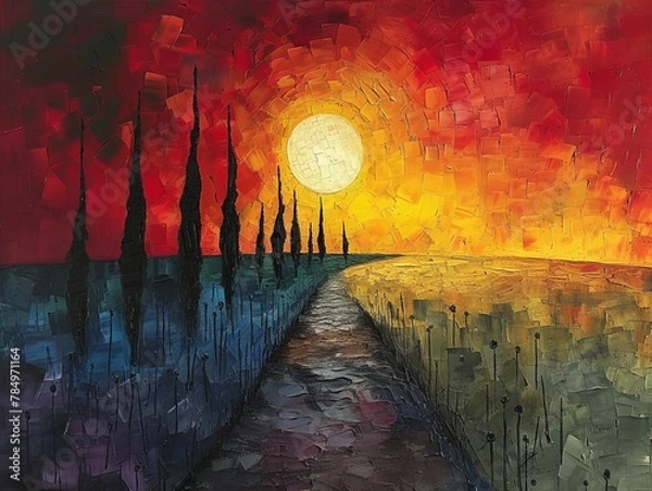 Fototapeta Pathway to the Setting Sun