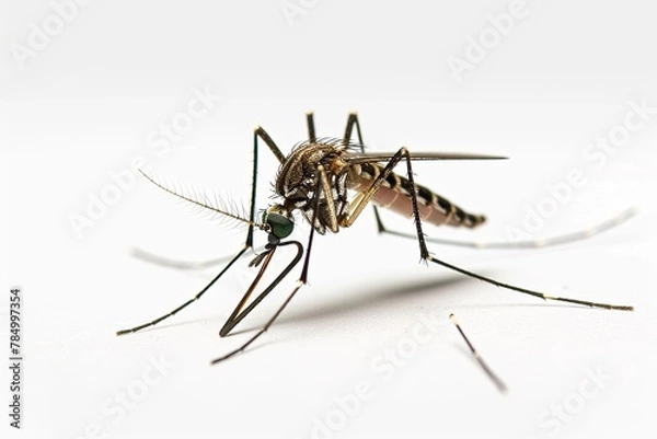Fototapeta Mystic portrait of Common house mosquito, beside view, full body shot, Close-up View,