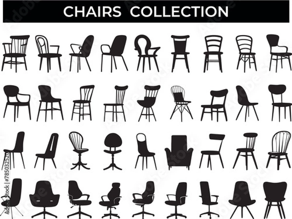 Fototapeta Assorted Chairs and Silhouettes in Collection