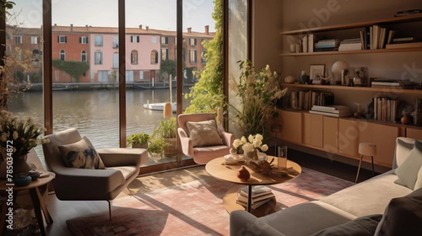 Obraz Beautiful and chic apartment with view to the canal, Venice, Italy 