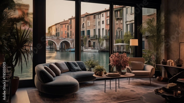 Obraz Beautiful and chic apartment with view to the canal, Venice, Italy 