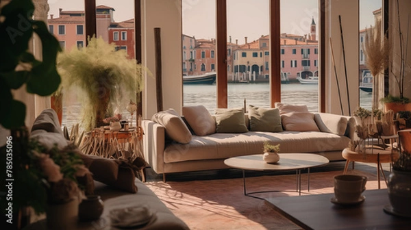 Obraz Beautiful and chic apartment with view to the canal, Venice, Italy 