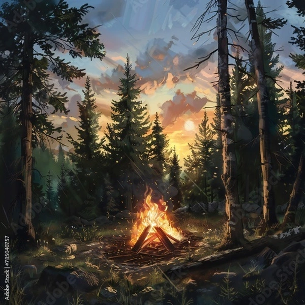 Obraz sunset in forest